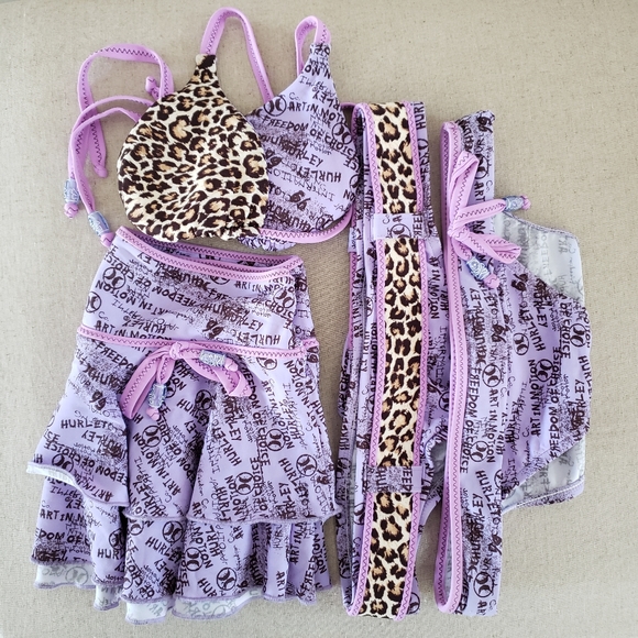 HURLEY - Purple Leopard Logo Print Bikini Lot Triangle Top Cheeky Bottom… - Picture 1 of 14